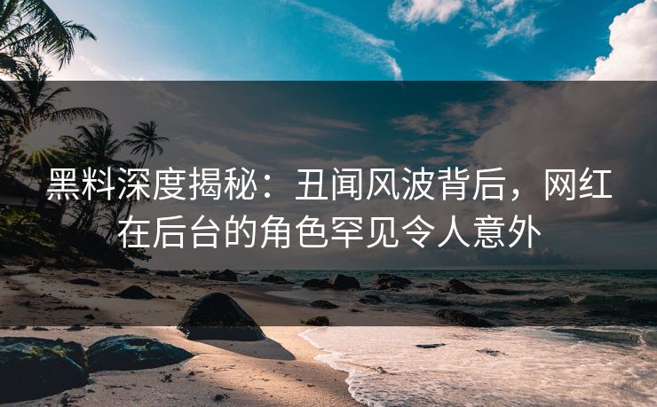 黑料深度揭秘：丑闻风波背后，网红在后台的角色罕见令人意外