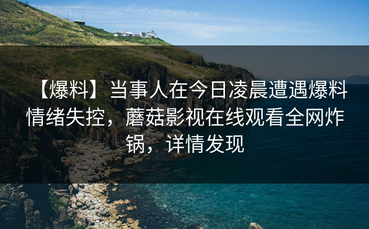 【爆料】当事人在今日凌晨遭遇爆料 情绪失控，蘑菇影视在线观看全网炸锅，详情发现