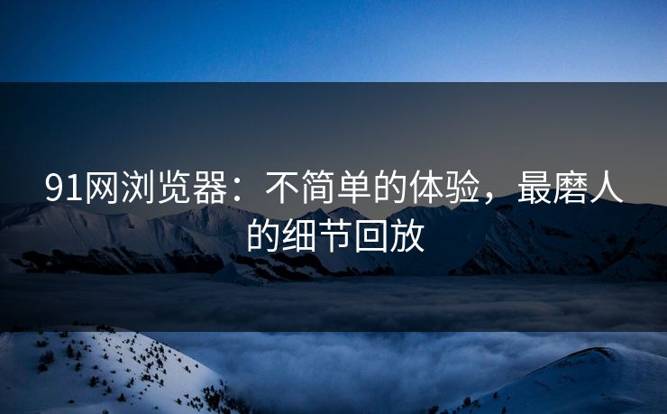 91网浏览器：不简单的体验，最磨人的细节回放